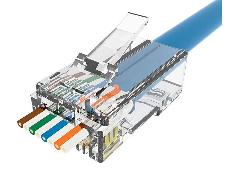 অরক্ষিত পাসথ্রু RJ45 মডুলার প্লাগ
